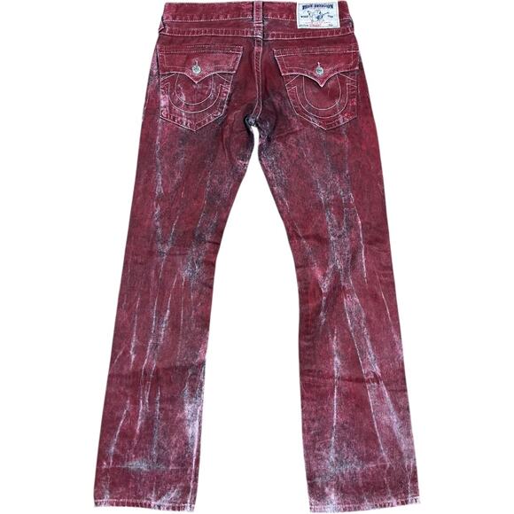 True Religion Y2K Bloody Murder Red Acid Wash Straight Jeans - Picture 1 of 5